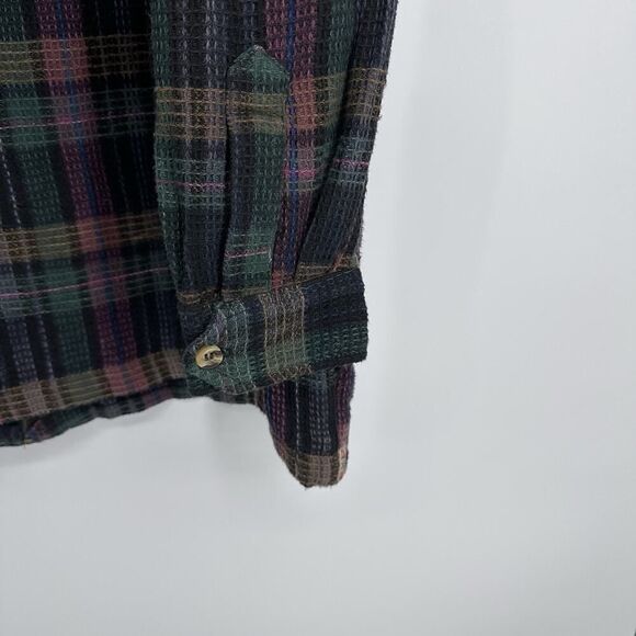 Vintage Express Shacket Womens Size M Purple Plaid Zip 90s Cotton Waffle Knit - Picture 10 of 14
